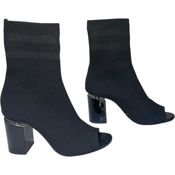 Alexander Wang Cat Mid Heel Peep Toe Sock Booties In Black   Size:  EU 37/US 7 - Picture 3 of 8